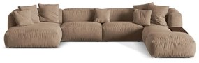 Világosbarna bársony moduláris sarokkanapé (jobb oldali-U alakú) Martina – Micadoni