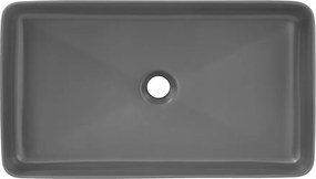 Eros SLIM 2 - PULTRA ültethető - Top Counter - porcelán mosdó - MATT SZÜRKE - 61 x 35 x 11 cm