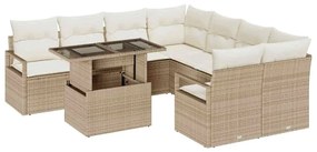 vidaXL Kerti Kanapé Szett párnával tárolóval 9 pcs Bézs Poli rattan