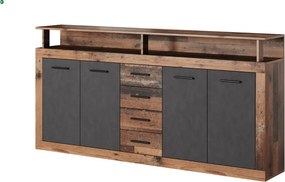 Komód 4 ajtóval és 4 fiókkal Old Style Dark / Matera színkombinációban – XXL LUNA