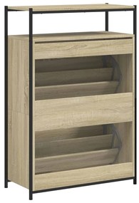 sonoma tölgy színű szerelt fa cipőszekrény 75x34x112 cm