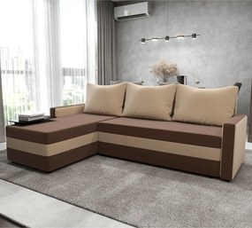 Univerzális ülőgarnitúra, barna/bézs, PAULITA NEW