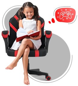 Gyermek gamer szék , gyerekeknek , RED MESH
