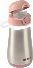 Béaba Rozsdamentes Acél Palack + Fogantyú - 350 ml - Sötét rózsaszín -