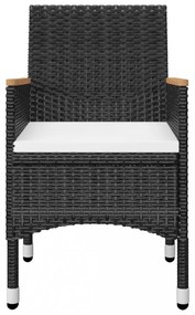 3 részes fekete polyrattan és edzett üveg bisztrószett