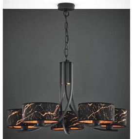 Jupiter 2107- ARTHUR láncos csillár 5xE27/15W/230V fekete/narancssárga/márvány dekor