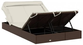 2 személyes barna polyrattan napágy tetővel 213 x 118 x 97 cm