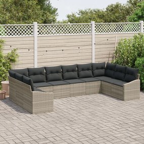 Kerti Kanapé Szett 10 darabos Sötétszürke Rattan