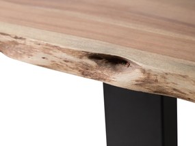 Rusztikus Fa Étkezőasztal Fekete Fém Lábazattal 200 x 95 cm HEBY Beliani
