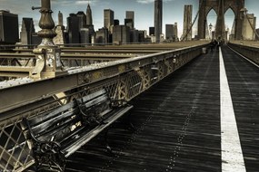 Poszter 30x20cm Üres pad a gyalogátkelőhelyen a Brooklyn hídon