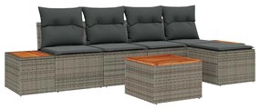 vidaXL Kerti Kanapé Szett párnával tárolóval 6 pcs Szürke Polyrattan