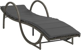 vidaXL szürke polyrattan napozóágy párnával 60x199x42 cm