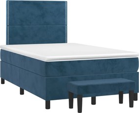 vidaXL sötétkék bársony rugós ágy matraccal 120x190 cm