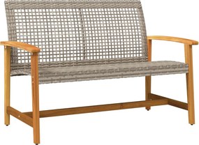 vidaXL szürke polyrattan és akácfa kerti pad 112 cm