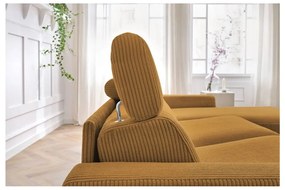 Mustársárga kordbársony kinyitható sarokkanapé (variálható) Monaco – Bobochic Paris