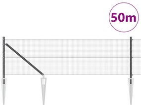 Hegesztett Huzalf Kerítés 13 Cölöpgyökér Szürke 0.4x50 m Acél