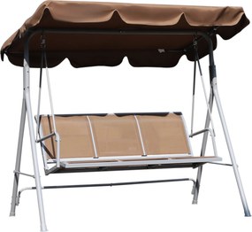 Outsunny 3 személyes kertihinta állítható napernyővel, lélegző háttámlával és fémszerkezettel teraszra, erkélyre, 240 kg teherbírással 171,2x108,x154