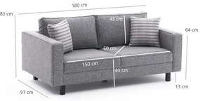 Kétszemélyes kanapé Kale Linen - Szürke