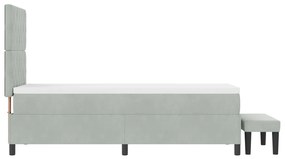 Box Spring Ágy Matraccal és Paddal Világosszürke 80x200 cm Bársony