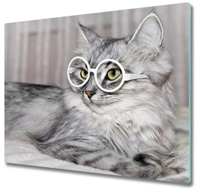 Üveg vágódeszka Cat szemüveg 60x52 cm