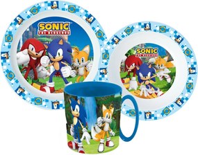 Sonic a sündisznó étkészlet, micro műanyag szett bögrével 350 ml