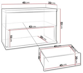 Éjjeliszekrény NECE 32x45 cm fekete