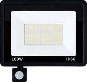 Halogén Fényvető Led Reflektor 100W 6000K Szürkületi Mozgásérzékelővel IP66