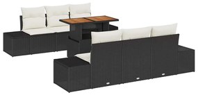 vidaXL Kert étkező szett párnával 7 pcs Fekete és Krém