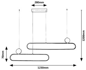 Rabalux 72268 - LED Csillár zsinóron CIRCADO 2xLED/24W/230V 3000K