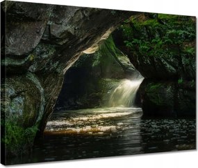 Vászonkép 40x30 Hegyek Sziklák Vízesés