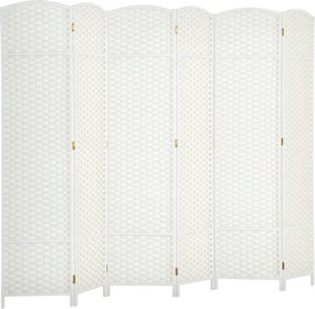 HOMCOM 6-panelos Szobakülönítő 240x170 cm - Összecsukható Szobaseparátor Élőszobába, Hálószobába, Irodába, Fehér | Aosom