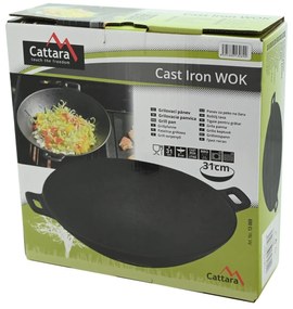 Cattara 13069 Wok grill serpenyő öntöttvas, átmérő31 c m