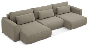 Világosbarna kinyitható-tárolóhelyes (U alakú) sarokkanapé Kapua – Makamii