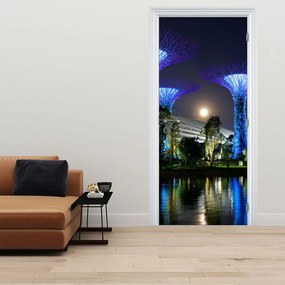Fotótapéta ajtóra - Telihold a szingapúri kertekben (95x205cm)