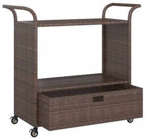 barna polyrattan bárkocsi fiókkal 100 x 45 x 97 cm