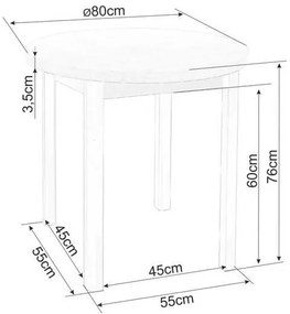 Adam étkezőasztal - 80 cm átmérő, cremona tölgy / krém