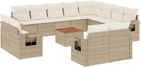 vidaXL 13 részes bézs polyrattan kerti ülőgarnitúra párnákkal