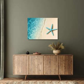 Kép - Tengeri csillag a tengerparton (üvegen) (70x50 cm)