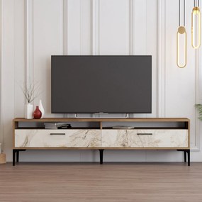 TV asztal/szekrény Irma 2 (dió + fehér márvány). Akció -10%. 1088901