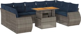 vidaXL 10 részes szürke polyrattan kerti ülőgarnitúra párnákkal