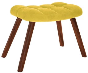 sárga bársony pihenőfotel zsámolynal