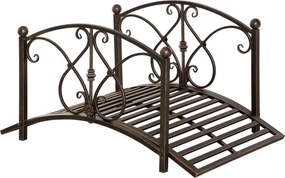 Outsunny Vintage Fém Kerti Híd, Dekoratív Híd Virágos Elemmel, 99x68x53cm, Bronz | Aosom