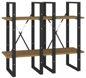 négyszintes barna tömör fenyőfa könyvszekrény 40 x 30 x 140 cm