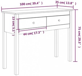 mézbarna tömör fenyőfa tálalóasztal 100 x 35 x 75 cm