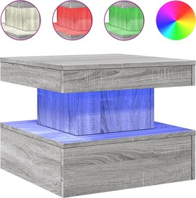 vidaXL szürke sonoma színű dohányzóasztal LED-lámpákkal 50x50x40 cm