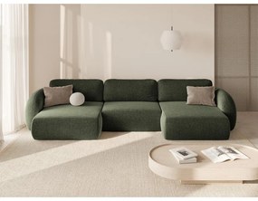 Zöld zsenília kinyitható-tárolóhelyes (U alakú) sarokkanapé Tonale – Cosmopolitan Design