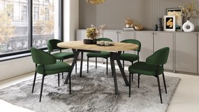 Mazzoni ALDO Arany Craft tölgy/fekete lábak - LOFT/IPARI STÍLUSÚ BŐVÍTHETŐ KEREK ASZTAL NAPPALIBA/ÉTKEZŐBE "Y" ALAKÚ LÁBAKKAL