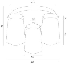 Argon 6165 - Felületre szerelhető csillár PASADENA 3xE27/15W/230V arany/fehér