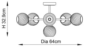 Endon 103171 - Csillár ALLEGRA 6xE14/7W/230V réz/átlátszó
