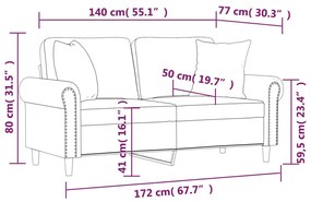 2 személyes sárga bársony kanapé díszpárnákkal 140 cm
